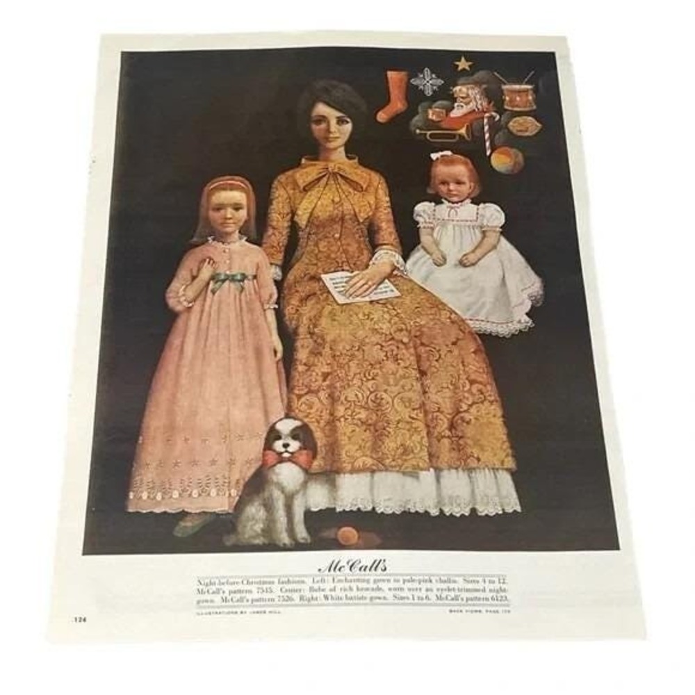 1964 Vintage Magazine Illustration‎ in McCalls Night Before Christmas Fashions